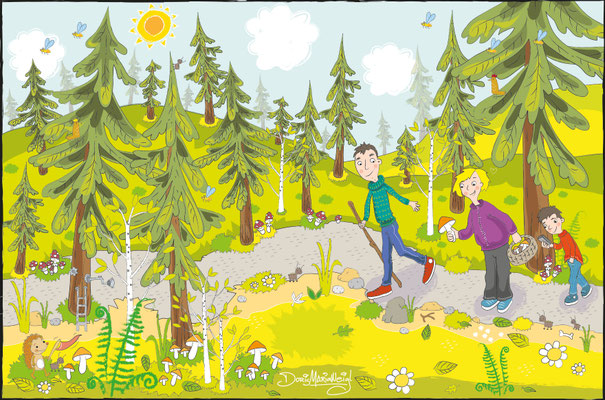 Wald - Vektorgrafik - Illustrationen Doris Maria Weigl / Kinderbuch
