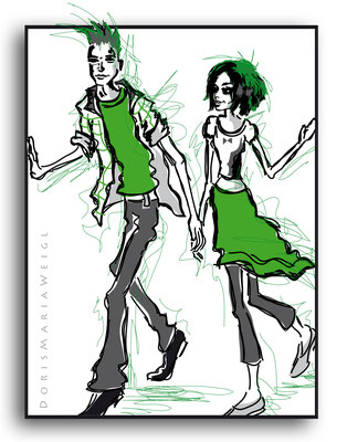 grüne Jugend - Vektorgrafik - Illustrationen Doris Maria Weigl / Menschen