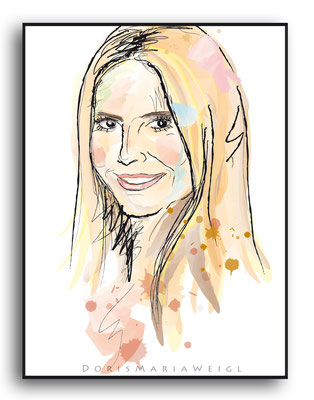 Heidi Klum - Vektorgrafik - Illustrationen Doris Maria Weigl / Portrait -- Digitale Datei ab 200,-