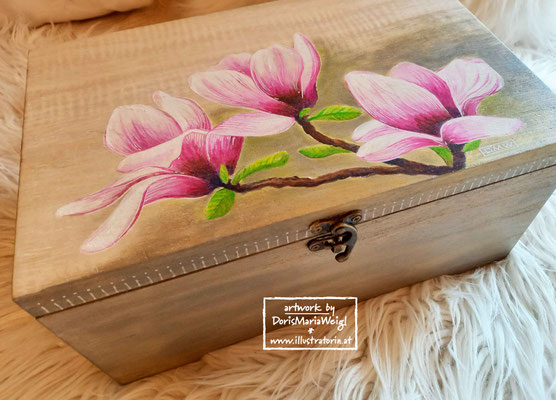 Bemalter Holzschatulle Magnolien - Doris Maria Weigl - Illustrationen