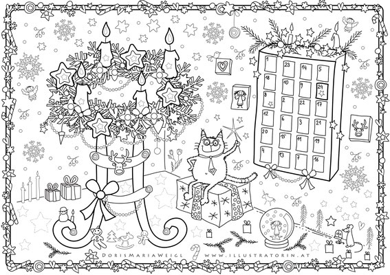 Weihnachten 2 - MALBILD - Doris Maria Weigl - Illustrationen