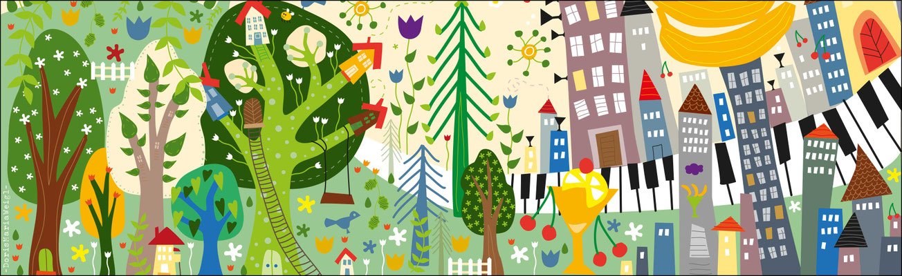 Landschaft 2D - Vektorgrafik - Illustrationen Doris Maria Weigl / Kinderbuch