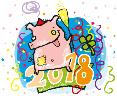 Silvester 2018 - Vektorgrafik- Illustrationen Doris Maria Weigl / Comic