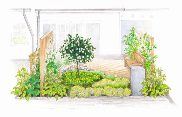 Gartenszene für "Mein Schöner Garten" - Aquarell - Illustrationen Doris Maria Weigl / Landschaft