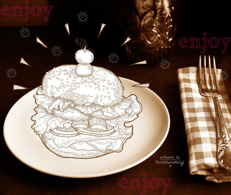 Foto mit Vektorgrafik "Burger" - Illustrationen Doris Maria Weigl  / Mixed Media