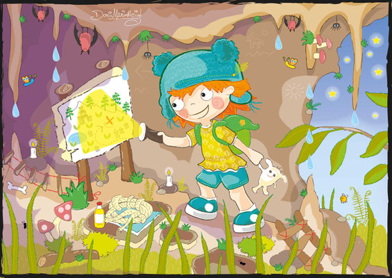 Lina auf Schatzsuche - Vektorgrafik - Illustrationen Doris Maria Weigl / Kinderbuch