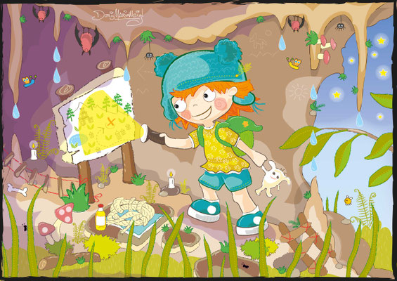 Lina auf Schatzsuche - Vektorgrafik - Illustrationen Doris Maria Weigl / Kinderbuch