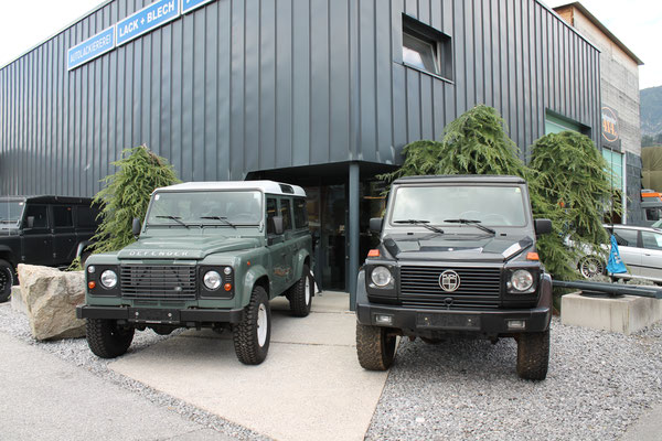 Puch G und Landrover Defender bei Schatzemeister 4x4