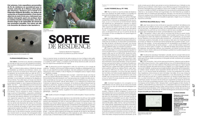 Florian KINIQUES - Clara THOMINE - Béatrice DELCORDE / MAAC  — L'art même, 2020