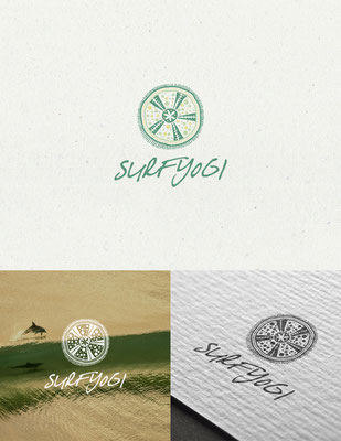 Propuesta de logo para Surfyogi, un estudio de yoga que propone la novedad de yoga y bienestar en tierra y agua en Nueva Zelanda | Logo proposal for Surfyogi, a yoga studio doing innovative land and water yoga and wellbeing in New Zealand