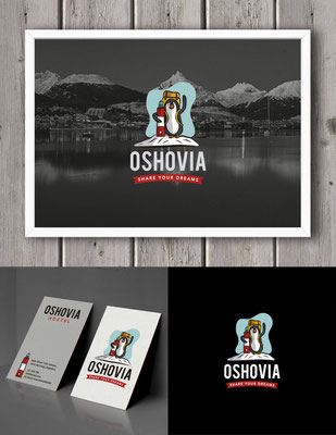 Propuesta de logo para Oshovia, un hostel ubicado en Ushuaia, Argentina | Logo proposal for Oshovia, a hostel located in Ushuaia, Argentina