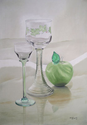 Alles Glas, Öl-Pastellkreide, 44 x 64 cm, 2011 
