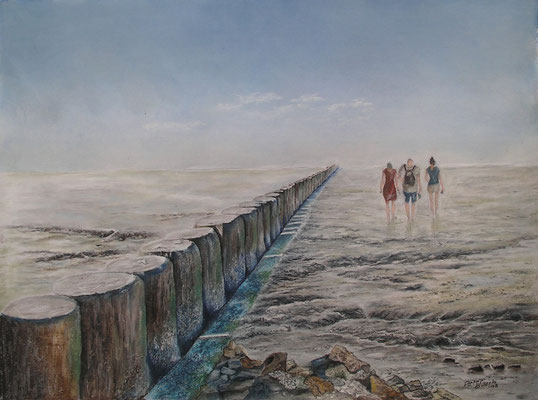 Strandläufer, Öl-Pastellkreide, 45 x 61 cm, 2013  