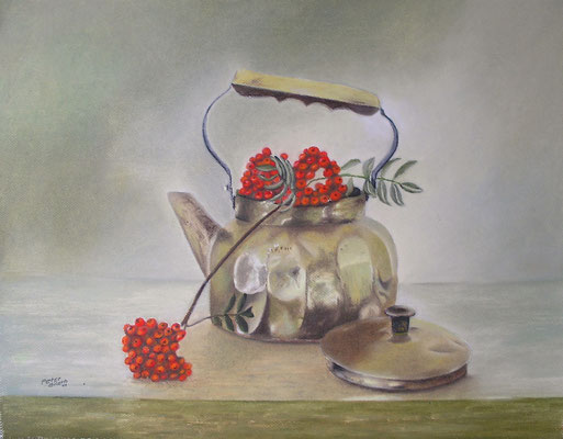 Messingkessel, Öl-Pastellkreide, 46 x 59 cm, 2011 