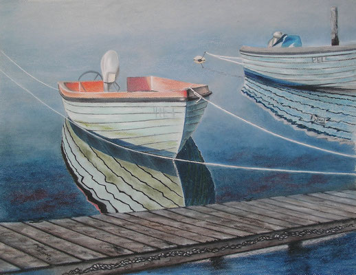 Alte Holzboote, Öl-Pastellkreide, 47 x 60 cm, 2013  