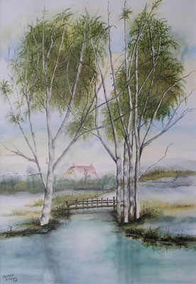 Friesland II, Aquarell, 33 x48 cm, 2008  verkauft