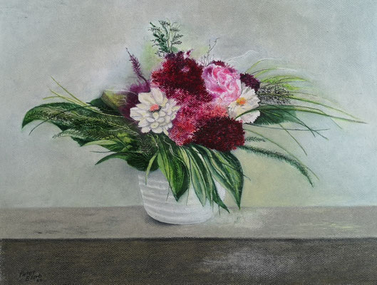 Sommerstrauß, Öl-Pastellkreide, 40 x 52 cm, 2022