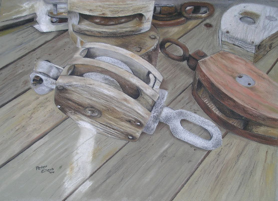 Ausgelagert, Öl-Pastellkreide, 34 x 48 cm, 2014  