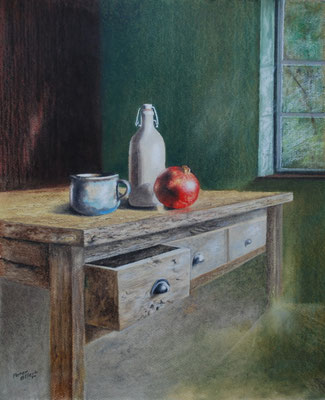 Aus altem Holz, Öl-Pastellkreide, 40 x 49 cm, 2014  