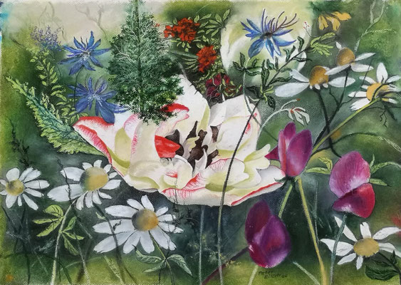 Blütenrausch, Öl-Pastellkreide, 40 x 60 cm 2024 verkauft