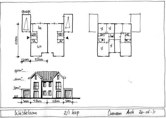 Santpoort Zuid 2/1 kapwoning schetsontwerp