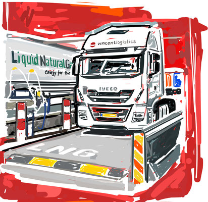 MESSE Kunst VINCENT Logistics -  digital gezeichnet, auf Leinwand gedruckt - 60x60cm