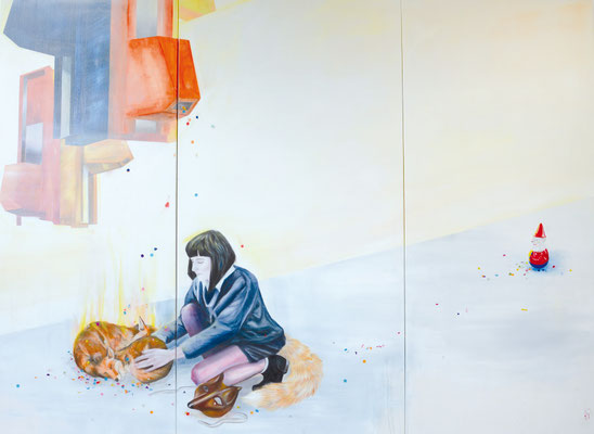 Die Zähmung, 2014,  Acryl auf Leinwand, 300 x 200 cm 