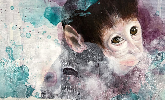 invisible baby, 2024, Acryl auf Papier, 30,5 x 19 cm 