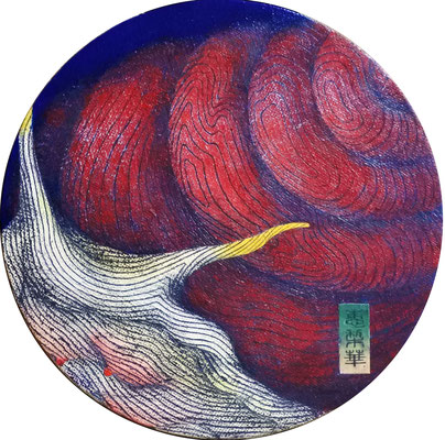 『お殻ちゃん』『Baby shell』(2020) oil color, pencil, paper on canvas 20×20cm