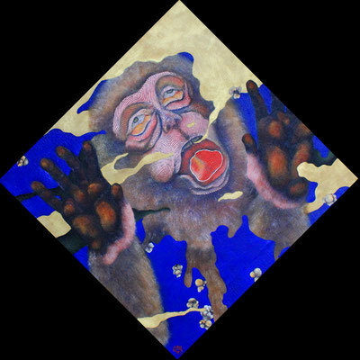 『monkey』(2018) oil color, pencil, gold dust on canvas 64.5×64.5cm