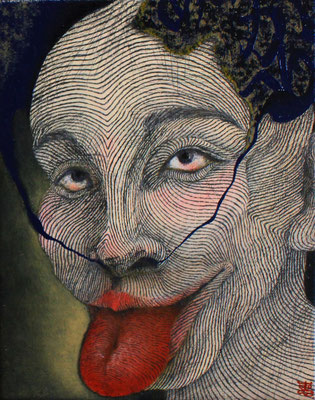 『BEGA』(2018) oil color, pencil on canvas 18×14cm *private collection