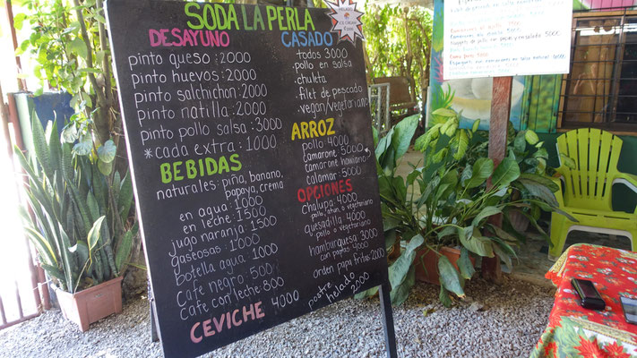 Soda La Perla : menu