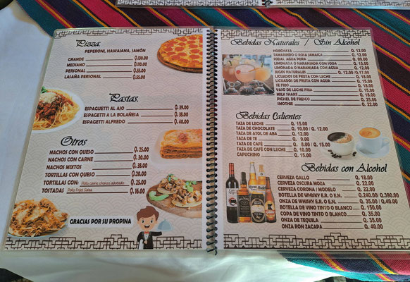 Menu de Las Brasas