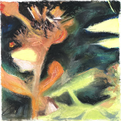 Herbstlaub 2, 20x20 cm, Pastellkreiden auf Papier, 2022