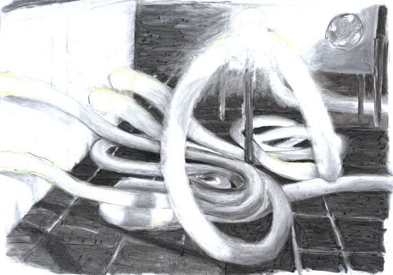 Verdichtung 4, Zeichnung Kohle/Pastellkreiden, 70x100 cm, 2025