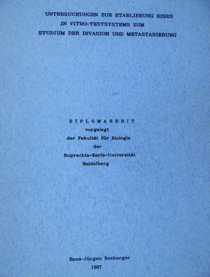 Die Diplomarbeit wurde im Laufe des Jahres 1986 am Deutschen Krebsforschungszentrum in Heidelberg angefertigt. Jerry Withers, der damalige Fotograf und Fotolaborant, sorgte für akkurate Fotoabzüge (thanks a lot, Jerry!)