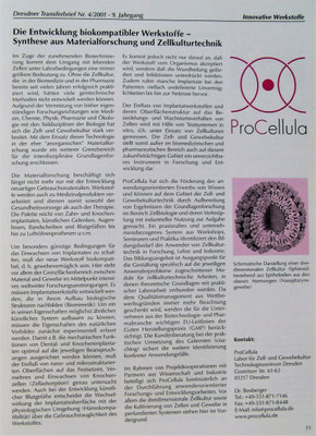 In diesem Artikel von 2001 stelle ich das neue Labor vor. Rechts oben das Logo (Entwurf von K. Lamberty) und der damalige Firmenname. Als "Aufhänger" dient die Bedeutung der Zellkultur für die moderne Biotechnologie.