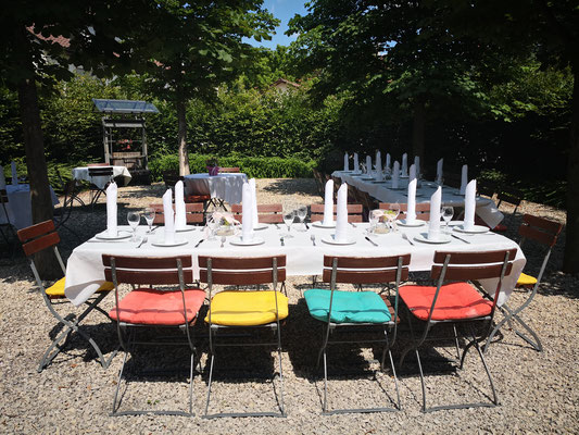 Stilvoll feiern in der Kelter in Notzingen - bis zu 90 Personen - mit grünem Gastgarten