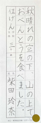 一点一画を丁寧にしっかりと書けていて見事です