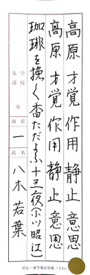 字形をよく観察して丁寧に書き込まれました。すばらしい！