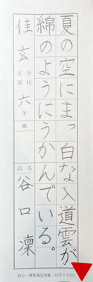 整った線質で見事な硬筆作品ですね！