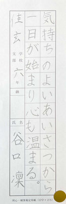 長年の成果がでています。安定感のある美しい硬筆作品ですね！