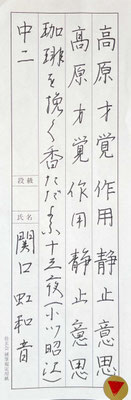 細字の筆づかいが硬筆のペンにも効いていますね！素晴らしいです