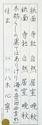 落ち着いた運筆で丁寧に書けていて美しい！