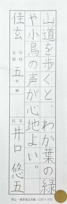 穏やかな運筆で、字形もすばらしく、しっかりと書けています！