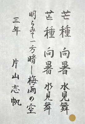 一字一字だけではなく、全体のバランスがよいです！素晴らしい！
