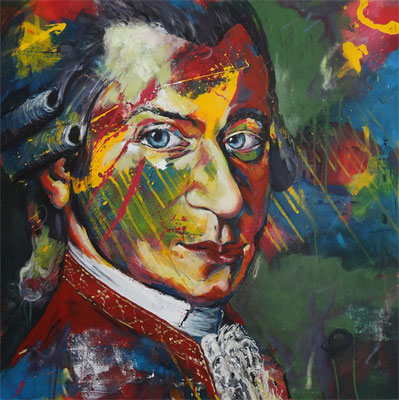 "Wolfgang Amadeus Mozart"  Acryl auf Leinwand  80x80cm