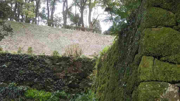 城山南側の搦手道口からの代右衛門丸の石垣