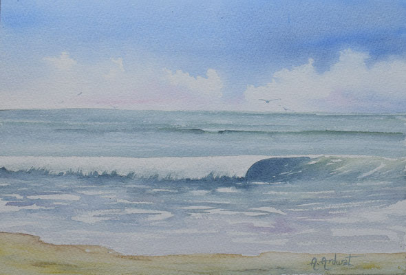 Vagues 40cm 30cm avec passe-partout sous papier cristal        150€