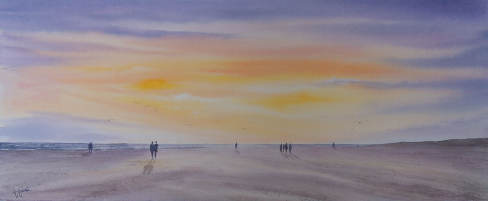 Promenade du soir 99cm 51.5cm  avec encadrement  750€